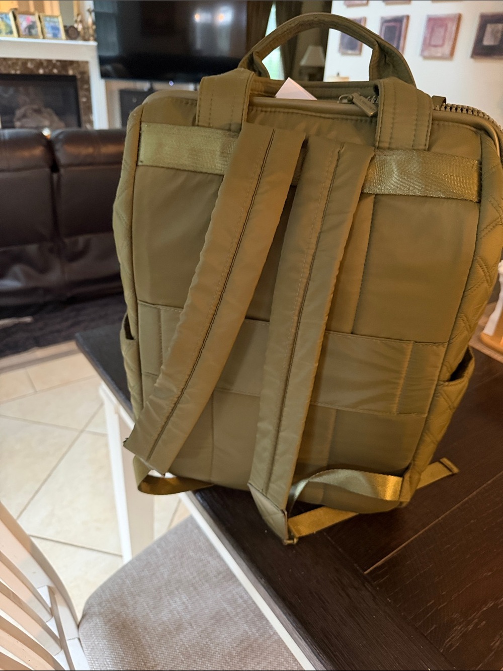 Quilted Olive Green Backpack Tote – Stylish Men’s Bag - Picture 7 of 7